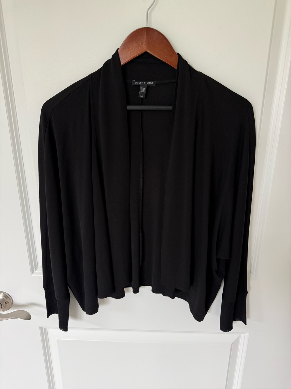 Eileen Fisher Draped Silk Lightweight Crop Cardigan Size Large